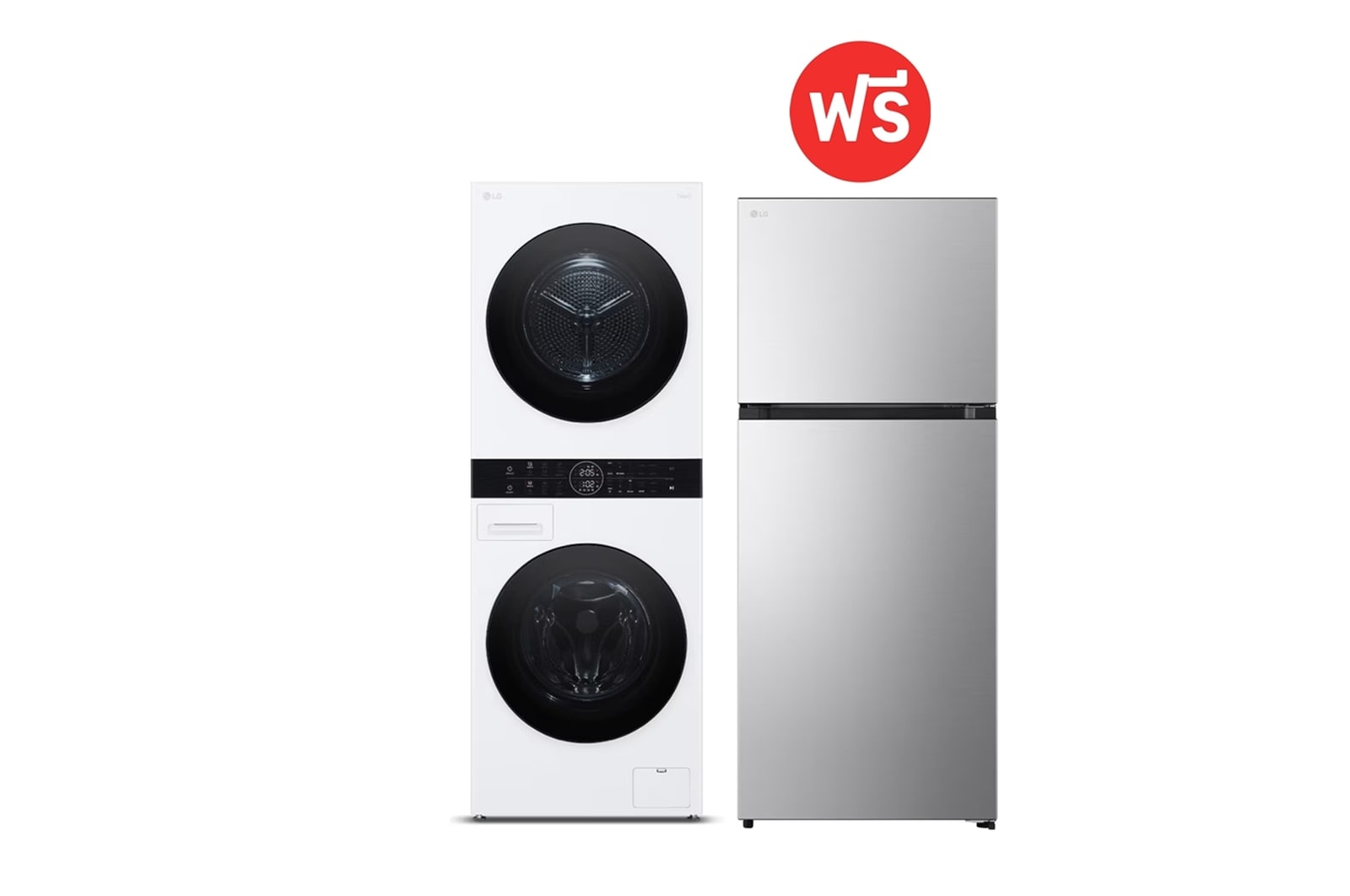 มุมมองด้านหน้าของ Wash Tower รุ่น WT1410NHWW ฟรี ตู้เย็น 2 ประตู รุ่น GC-B422MQBM WT1410NHWWQ.B422BM