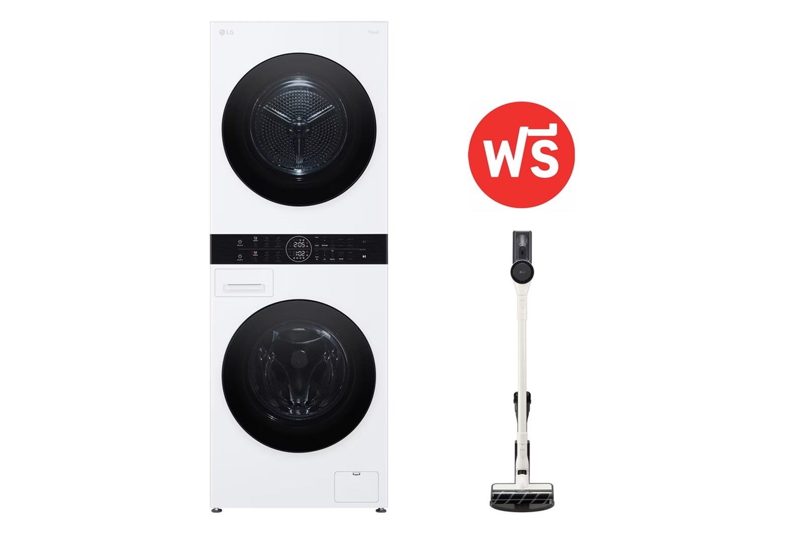 มุมมองด้านหน้าของ WashTower รุ่น WT1410NHWW ฟรี เครื่องดูดฝุ่น LG รุ่น A9-ACE WT1410NHWWQ.A9ACE