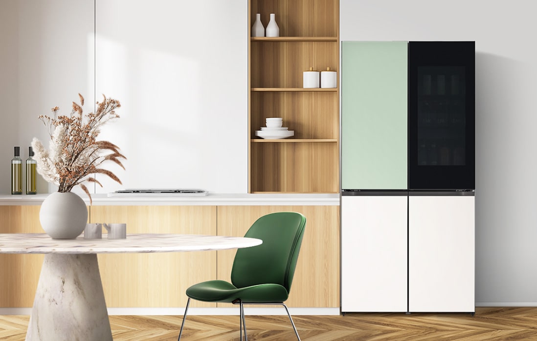 Scenes of LG Objet refrigerator with kitchen 