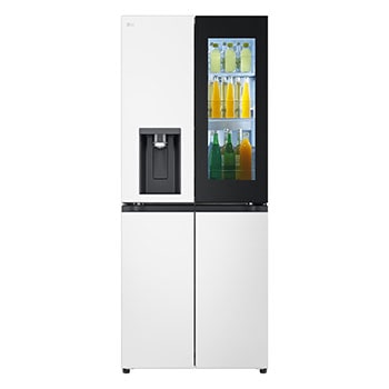 มุมองด้านหน้าของตู้เย็น InstaView GC-G24FFQKB.AEEPLM1 หลังจากเคาะเปิดไฟกระจกแล้ว