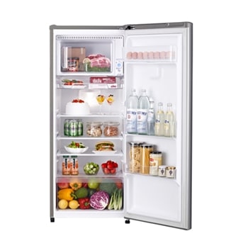 Front view door  open with food