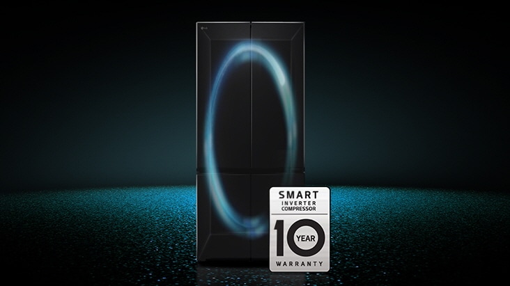 ตู้เย็น4ประตูของ LG มีการรับประกันคอมเพรสเซอร์อินเวอร์เตอร์อัจฉริยะซึ่งควบคุมความเย็นนาน 10 ปี