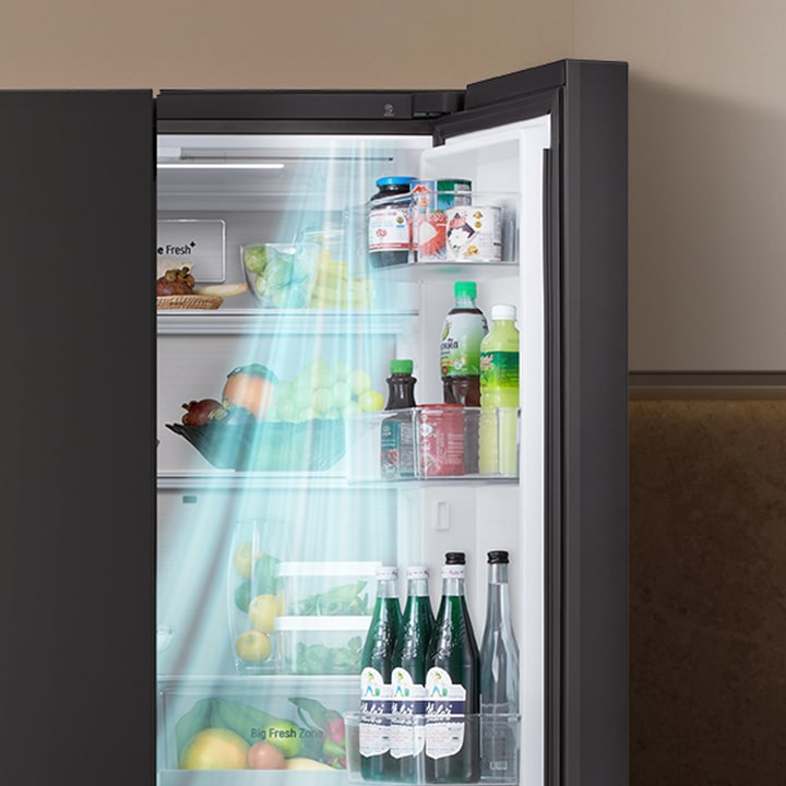 เทคโนโลยีทำความเย็นประตูตู้เย็น LG Multi Door ช่วยให้อาหารและเครื่องดื่มรักษาอุณหภูมิที่สม่ำเสมอ