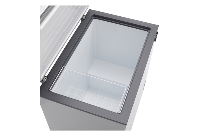 LG chest freezer inside accessory space view