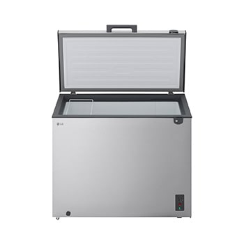 LG chest freezer side view showing door opening