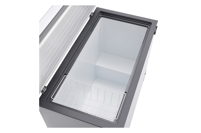 LG chest freezer inside accessory space view