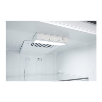 LG top freezer refrigerator interior showing the air vent and light.