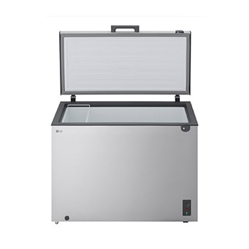 LG chest freezer side view showing door opening