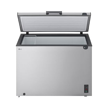 LG chest freezer side view showing half door opening