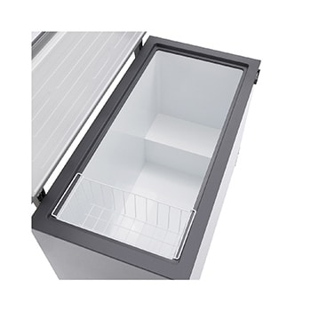 LG chest freezer inside accessory space view