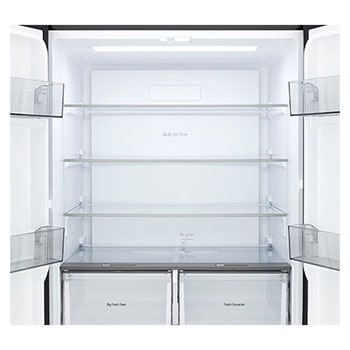 lg multi door refrigerator top compartment open view