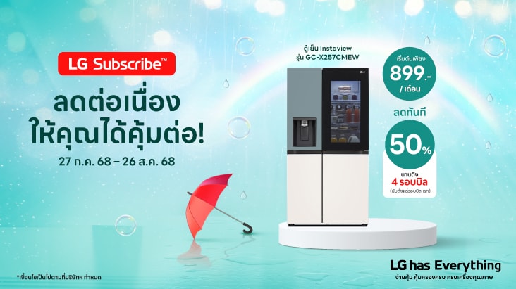 โปรโมชันเครื่องซักผ้า WashTower แบบ Subscribe เริ่มต้น 1,149 บาท/เดือน