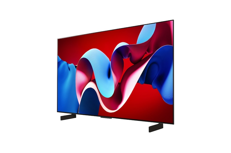มุมมองด้านซ้ายมุมเล็กน้อยของ LG OLED evo TV, OLED C4