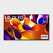 มุมมองด้านหน้าของ LG OLED evo AI TV, OLED G4, 11 ปีของ OLED อันดับ 1 ของโลก และโลโก้โปรแกรม webOS Re:New บนหน้าจอ