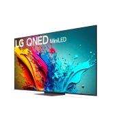 มุมมองด้านข้างหันไปทางซ้ายเล็กน้อยของ LG QNED TV, QNED86