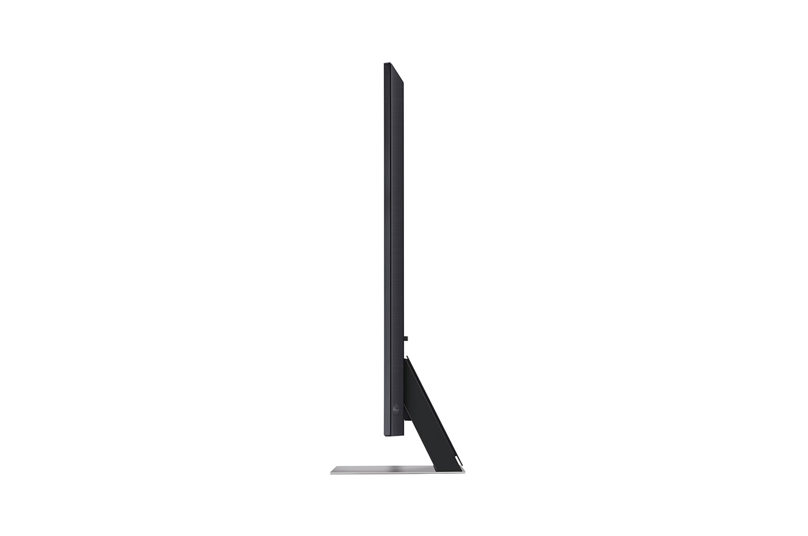 มุมมองด้านข้างหันไปทางซ้ายเล็กน้อยของ LG QNED TV, QNED90