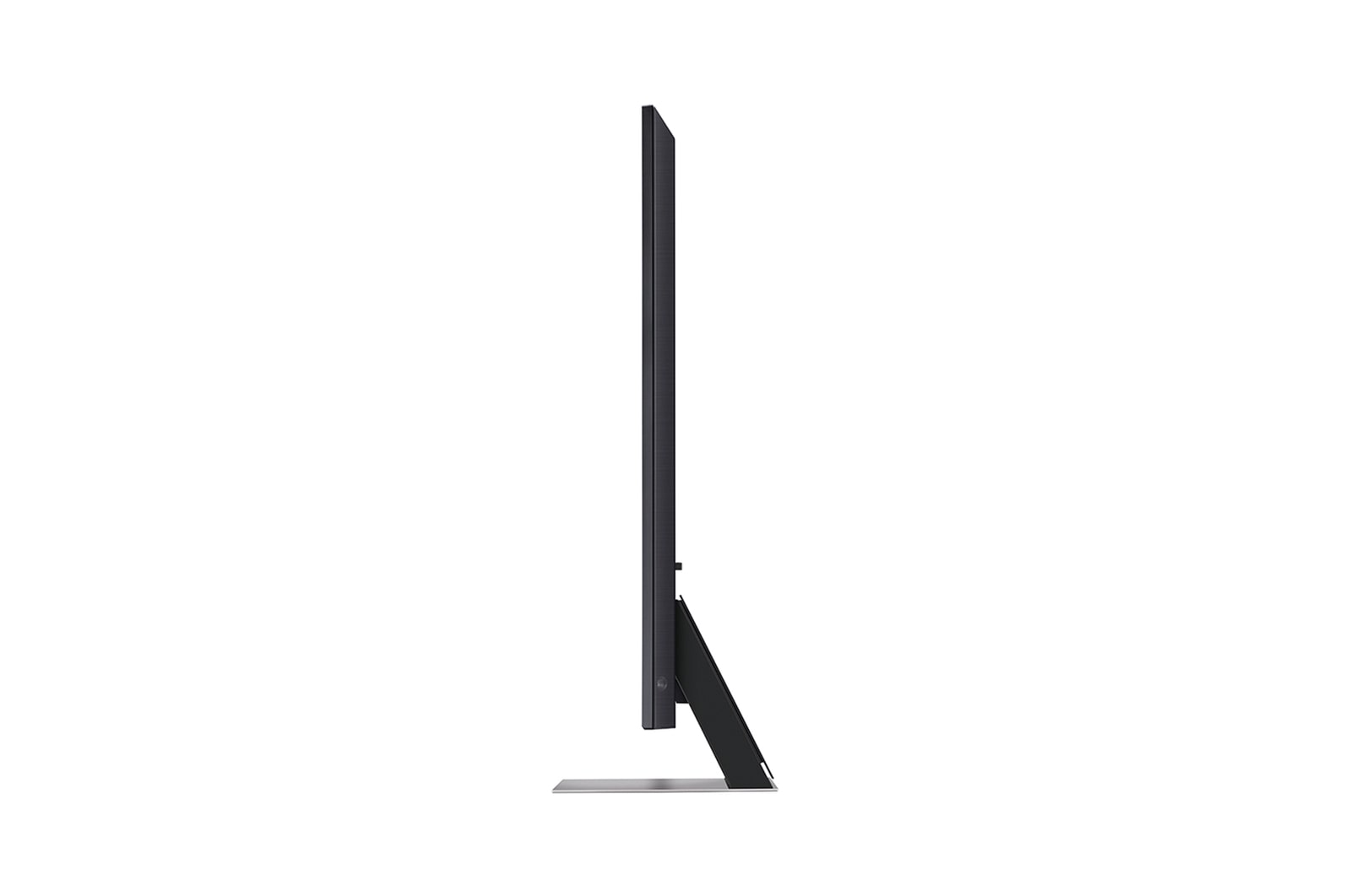 มุมมองด้านข้างหันไปทางซ้ายเล็กน้อยของ LG QNED TV, QNED90
