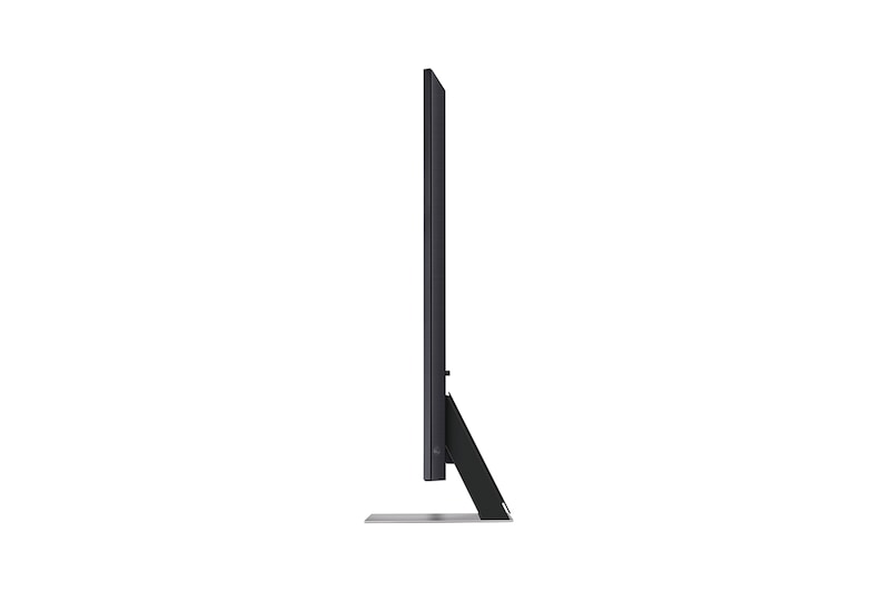 มุมมองด้านข้างหันไปทางซ้ายเล็กน้อยของ LG QNED TV, QNED90