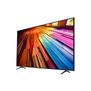 มุมมองด้านข้างหันไปทางซ้ายเล็กน้อยของ LG UHD TV, UT80