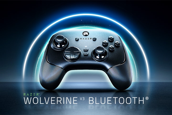 LG OLED evo AI C6 with Bluetooth Ultra Low Latency shows a wireless game controller labeled “Razer Wolverine V3 Bluetooth” on screen, indicating optimized Bluetooth controller support for responsive gameplay.