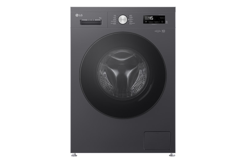 มุมมองด้านหน้าของเครื่องซักผ้าฝาหน้า ความจุ 9 กก รุ่น FB1209S5M สีดำ ระบบ Inverter Direct Drive