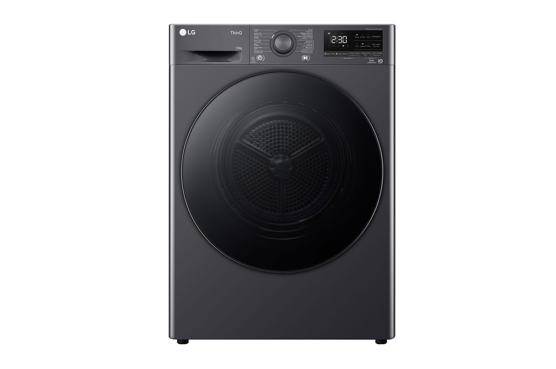 มุมมองด้านหน้าของสินค้า เครื่องอบผ้า 10 กก. รุ่น RV10VHP4B ระบบ DUAL Inverter Heat Pump™ พร้อม Smart WI-FI control