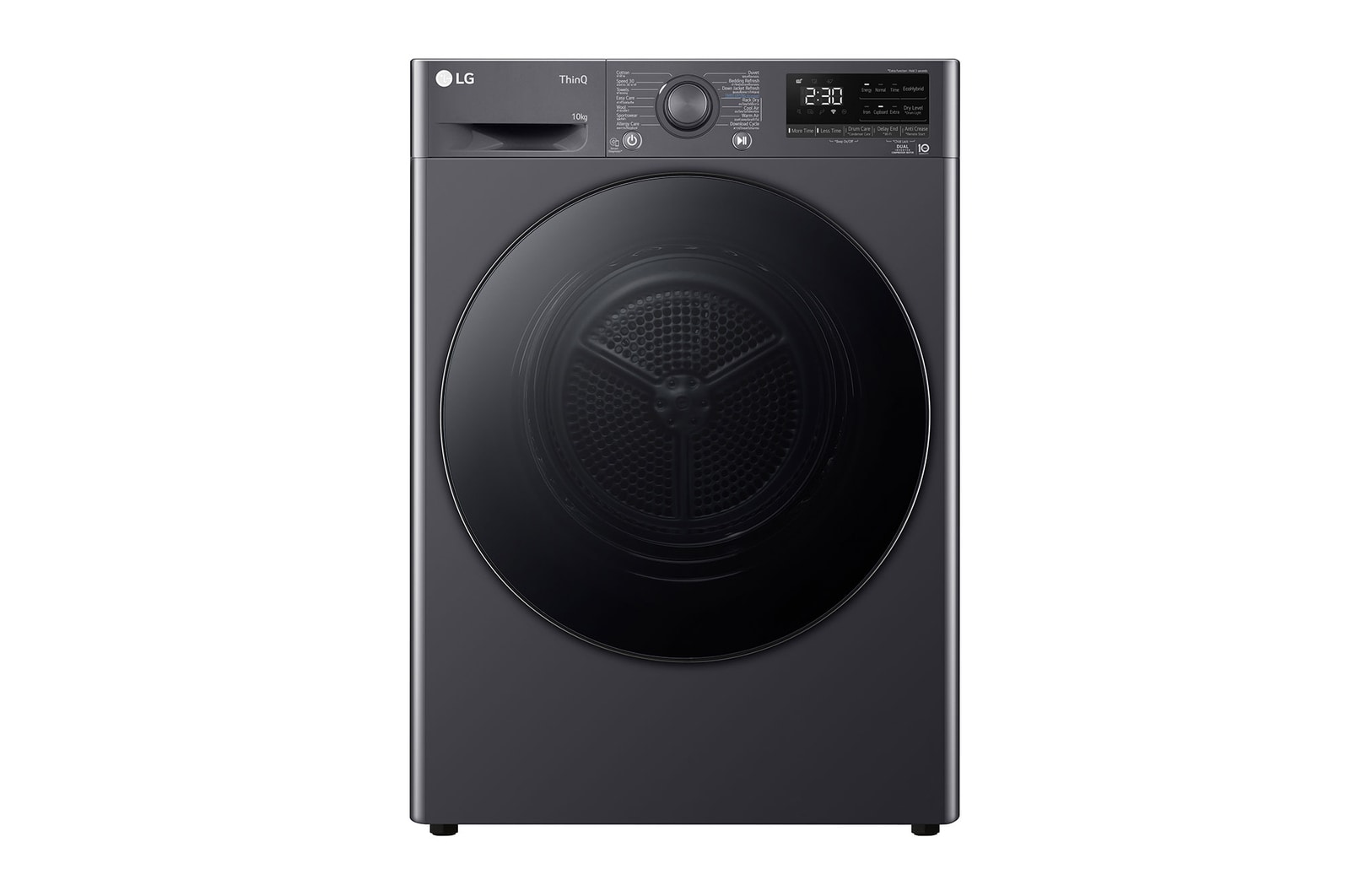 มุมมองด้านหน้าของสินค้า เครื่องอบผ้า 10 กก. รุ่น RV10VHP4B ระบบ DUAL Inverter Heat Pump™ พร้อม Smart WI-FI control