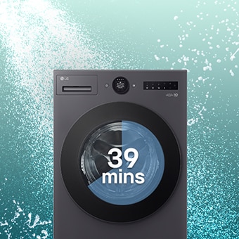 เครื่องหมาย 39 นาที และด้านหน้าเครื่องซักผ้า