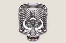 Opposing curved arrows inside drum showing side-to-side rubbing movement