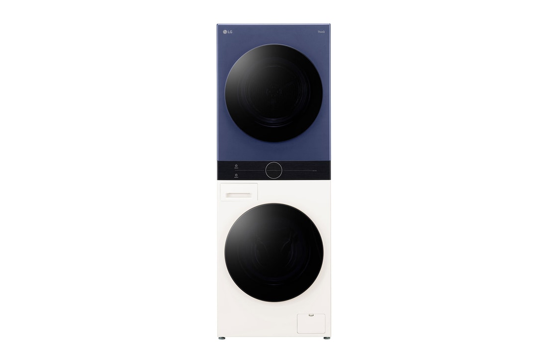มุมมองด้านหน้าของสินค้า Wash Tower เครื่องซักผ้า 14 กก./อบผ้า 10 กก. มีระบบ AI DD™ พร้อม Smart WI-FI control (WT1410NHEG)