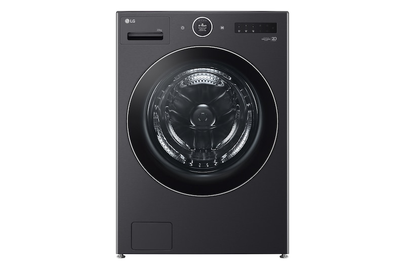 มุมมองด้านหน้าของ เครื่องซักผ้าฝาหน้า รุ่น FX2725SFXKA ระบบ AI DD™ ความจุซัก 25 กก. พร้อม Smart WI-FI control ควบคุมสั่งงานผ่านสมาร์ทโฟน FX2725SFXKA