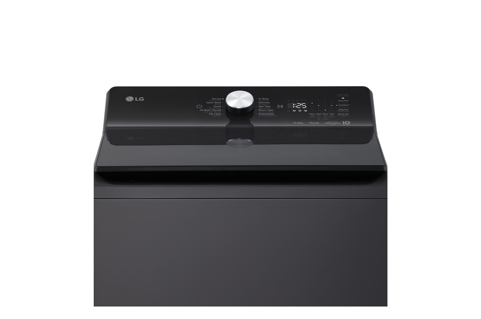 Water spray and arrows inside washer drum visualizing fast cleaning action of TurboWash™.