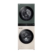 มุมมองด้านหน้าของ Wash Tower รุ่น WT2520NHEG ระบบ AI DD™ ความจุเครื่องซักผ้า 25 กก./ เครื่องอบผ้า 20 กก. พร้อม Smart WI-FI control ควบคุมสั่งงานผ่านสมาร์ทโฟน WT2520NHEG