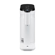 มุมกดด้านหน้าของเครื่องกรองน้ำ LG PuriCare D516AN.AEWPLMT สีขาว มีปุ่มควบคุมที่ด้านบน จุดจ่ายน้ำอยู่ด้านหน้า