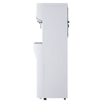 รายละเอียดของหัวจ่ายน้ำจากด้านข้างของเครื่องกรองน้ำ LG WS510SN สีขาว