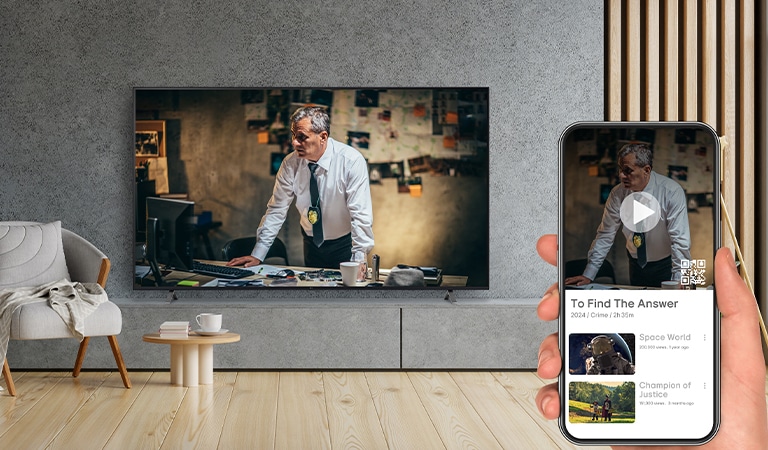 ลูกค้าของโรงแรมใช้บริการ OTT จับคู่สมาร์ทโฟนกับทีวีในห้องโดยการล็อกอินผ่าน QR code