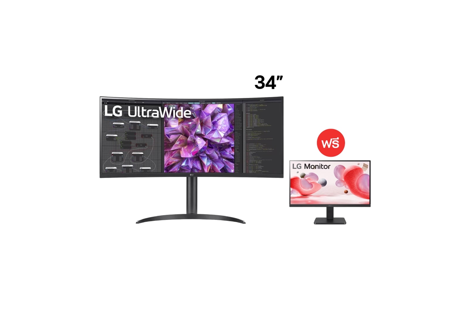 มุมมองด้านหน้าของ  จอคอมพิวเตอร์ 34" 21:9 Curved UltraWide™ QHD ฟรี  Monitor รุ่น 22MR410-B 34WQ75C-B.22MR