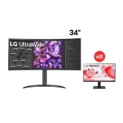 มุมมองด้านหน้าของ  จอคอมพิวเตอร์ 34" 21:9 Curved UltraWide™ QHD ฟรี  Monitor รุ่น 22MR410-B 34WQ75C-B.22MR
