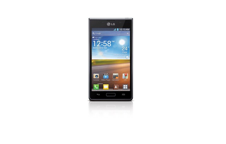 มุมมองด้านหน้าของ หน้าจอ IPS กว้าง 4.3 นิ้วรองรับไลฟ์สไตล์ด้วยแอนดรอยด์ 4.0 Ice Cream Sandwich P705 Optimus L7