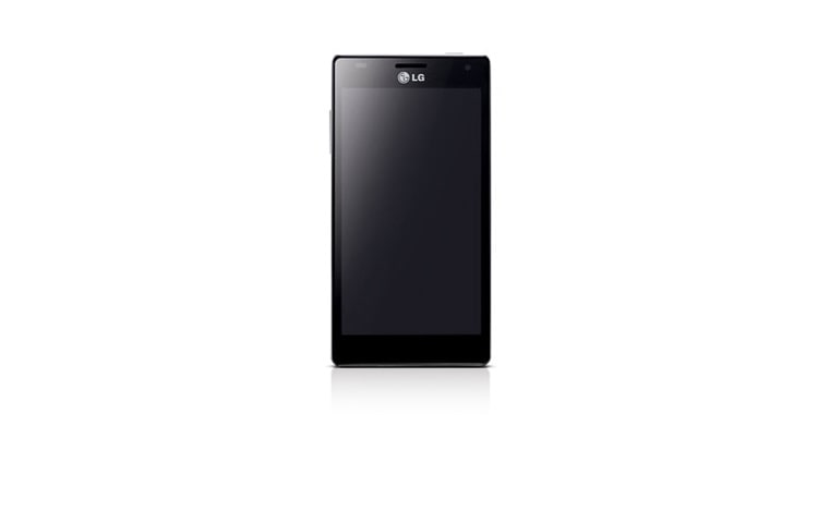 มุมมองด้านหน้าของ แอนดรอยด์สมาร์ทโฟนเหนือระดับด้วยความเร็วและแรงด้วย Quad core ซีพียู P880 Optimus 4x HD