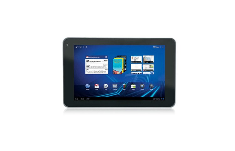 มุมมองด้านหน้าของ Tablet เครื่องแรกที่สามารถ บันทึกวีดีโอ 3 มิติ พร้อมแชร์ขึ้น Youtube 3D ขนาดหน้าจอ 8.9 นิ้ว V900 Optimus Pad