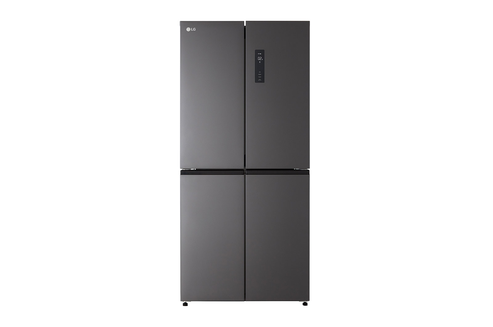 มุมมองด้านหน้าของตู้เย็น Multi-Door ขนาด 16.6 คิว รุ่น GC-F20FFBFB สีเทา ประตูบานขวาบนมาพร้อมจอแสดงข้อมูล