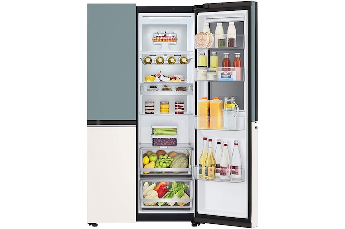 Front view open lift door with food 