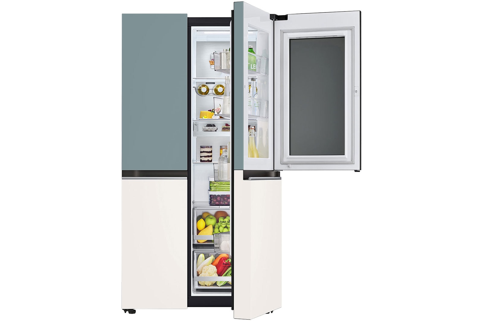 Front view open lift door with food 