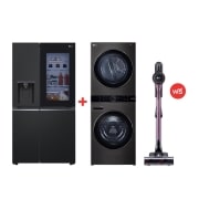 มุมมองด้านหน้าของ ตู้เย็น Instaview Door-in-Door รุ่น GC-X257SQZW พร้อมกับ Wash Tower รุ่น WT2116SHBB ฟรี เครื่องดูดฝุ่น รุ่น A9K-CORE SXSWTBL.A9KU