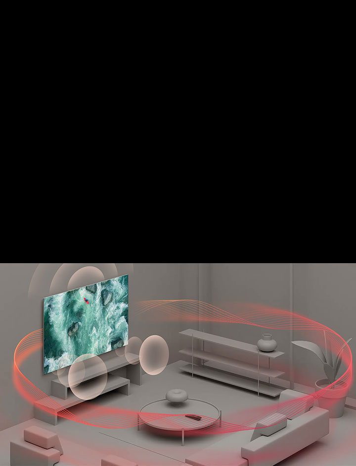 วิดีโอจะเปิดขึ้นโดยแสดงภาพถ่ายทางอากาศของรีโมทคอนโทรล วงกลมสีน้ำเงินปรากฏขึ้นเหนือเซ็นเซอร์ ฉากนี้แพนออกเพื่อแสดงรีโมทคอนโทรลบนโต๊ะกาแฟในห้องสีเทา คลื่นเสียงสีน้ำเงินเปล่งออกมาจากทีวี และภาพก็เต็มหน้าจอโดยแสดงภาพคนกำลังพายเรือคายัคเหนือคลื่นที่คลื่นแรง คลื่นเสียงสีน้ำเงินไปถึงรีโมทคอนโทรล และคลื่นที่แสดงเสียงสะท้อนจากผนัง จากนั้นมีผ้าห่มเสียงปกคลุมห้อง 