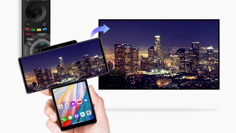 การแชร์เนื้อหาสตรีมมิ่งและการควบคุมทีวี QNED ของ LG ด้วยโทรศัพท์