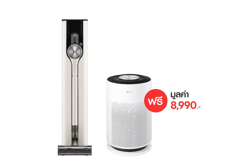 มุมมองด้านหน้าของ เครื่องดูดฝุ่นไร้สาย รุ่น A9T-ULTRA ฟรี เครื่องฟอกอากาศ รุ่น AS60GHWG0 A9T