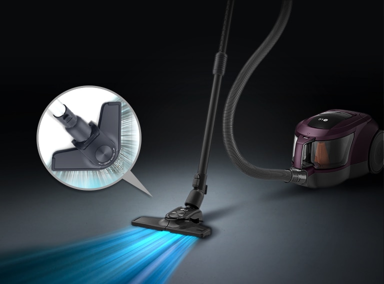 แสดงพลังดูดที่แข็งแกร่งของเครื่องดูดฝุ่นแบบถังเก็บฝุ่นของ LG โดยแสดงภาพท่ออากาศเข้า