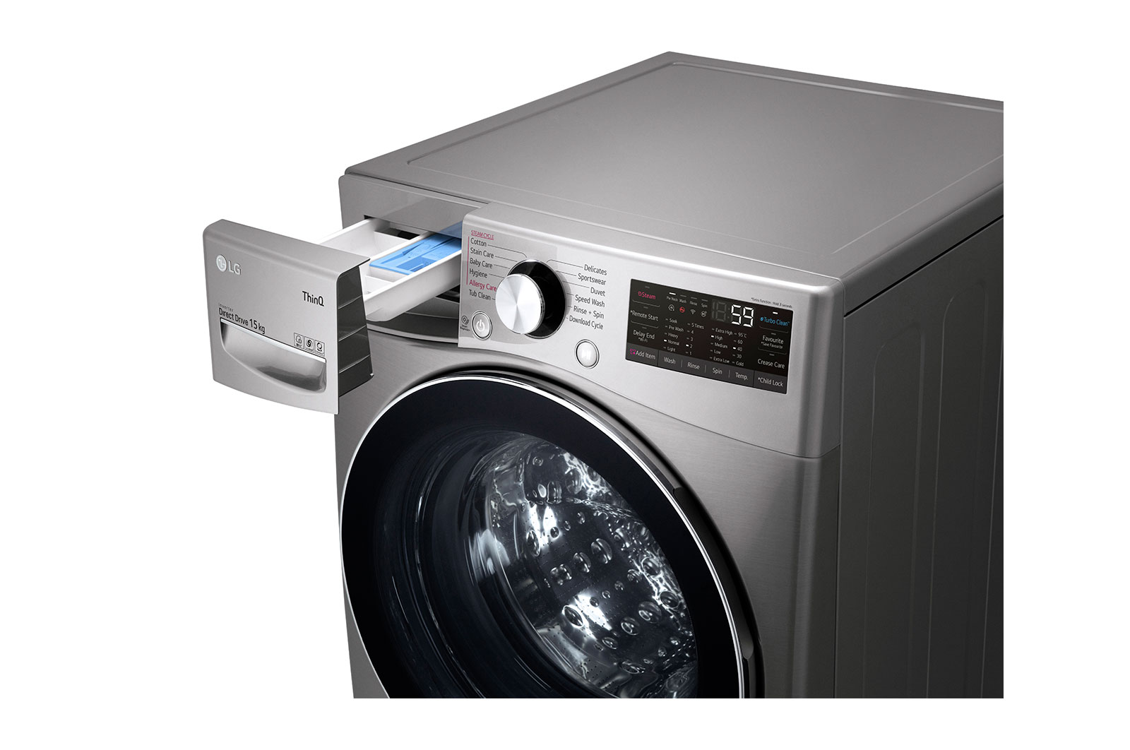 LG เครื่องซักผ้า 15 กก รุ่น F2515STGV ระบบ AI DD™ พร้อม Smart WI-FI control ควบคุมสั่งงานผ่านสมาร์ทโฟน, F2515STGV